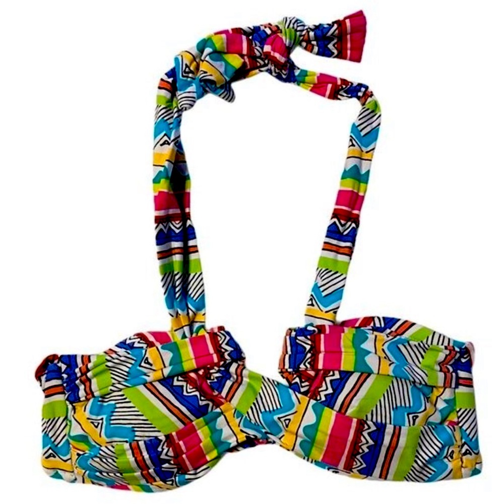 Anne Cole Pick Up Stix Multicolored Halter Bikini Top Size XS